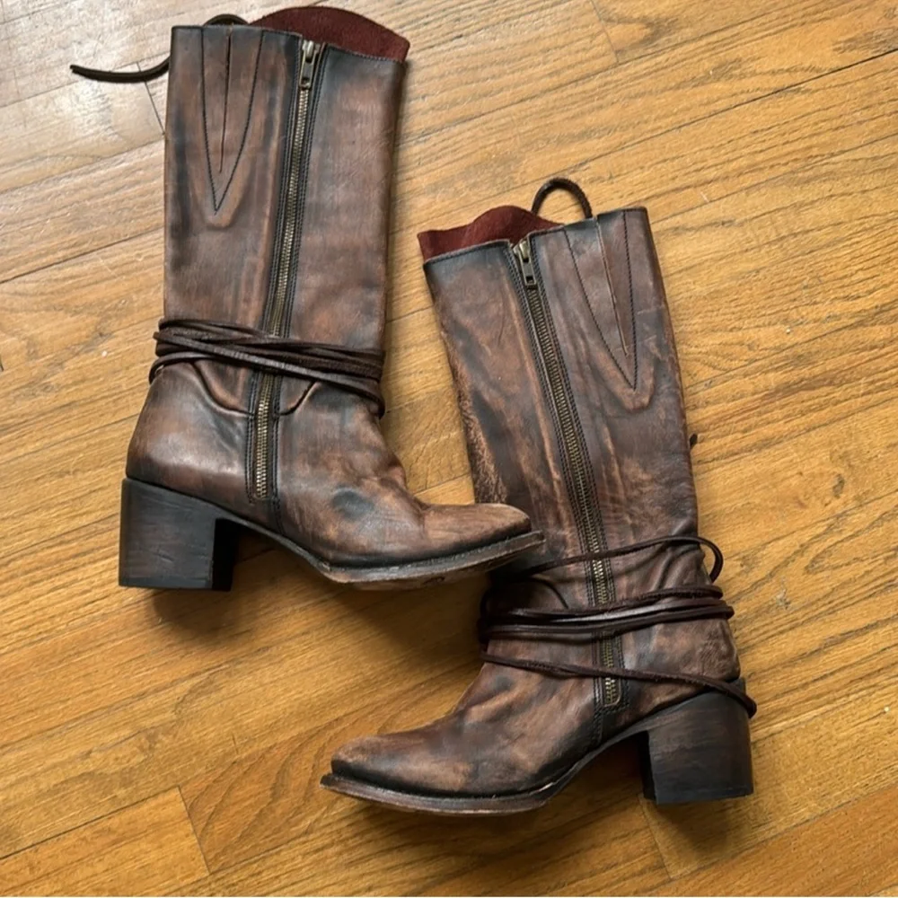 Freebird Distressed Brown Lace-Up Boots - Picture 14 of 16